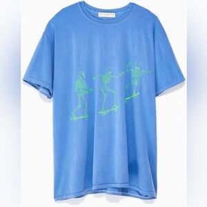 Blue and Green Skeleton Skateboard Tee
